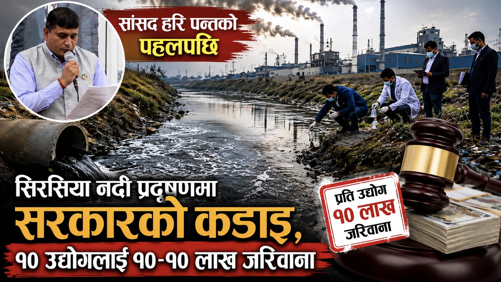 हरि पन्तको पहलपछि सिर्सिया प्रदूषणमा कारबाही, १० उद्योगलाई आर्थिक दण्ड